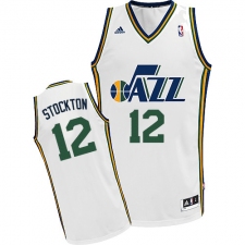 Women's Adidas Utah Jazz #12 John Stockton Swingman White Home NBA Jersey