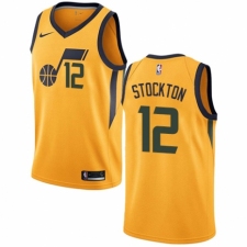 Women's Nike Utah Jazz #12 John Stockton Authentic Gold NBA Jersey Statement Edition