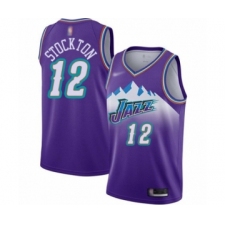 Women's Utah Jazz #12 John Stockton Swingman Purple Hardwood Classics Basketball Jersey