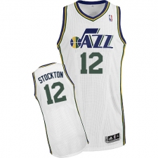 Youth Adidas Utah Jazz #12 John Stockton Authentic White Home NBA Jersey
