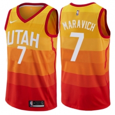 Men's Nike Utah Jazz #7 Pete Maravich Authentic Orange NBA Jersey - City Edition