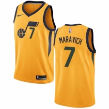 Men's Nike Utah Jazz #7 Pete Maravich Swingman Gold NBA Jersey Statement Edition