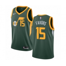 Youth Nike Utah Jazz #15 Derrick Favors Green Swingman Jersey - Earned Edition