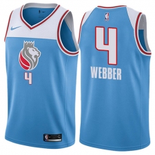 Men's Nike Sacramento Kings #4 Chris Webber Authentic Blue NBA Jersey - City Edition
