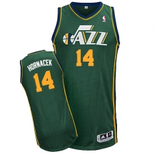 Men's Adidas Utah Jazz #14 Jeff Hornacek Authentic Green Alternate NBA Jersey