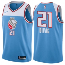 Men's Nike Sacramento Kings #21 Vlade Divac Swingman Blue NBA Jersey - City Edition