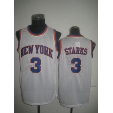 Men's Adidas New York Knicks #3 John Starks Authentic White Throwback NBA Jersey