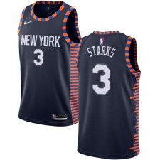Men's Nike New York Knicks #3 John Starks Swingman Navy Blue NBA Jersey - 2018 19 City Edition