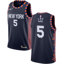 Men's Nike New York Knicks #5 Courtney Lee Swingman Navy Blue NBA Jersey - 2018 19 City Edition