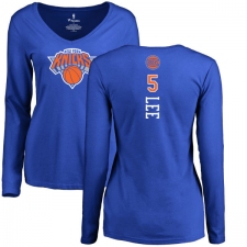 NBA Women's Nike New York Knicks #5 Courtney Lee Royal Blue Backer Long Sleeve T-Shirt