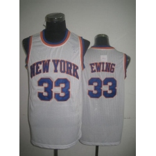Men's Adidas New York Knicks #33 Patrick Ewing Authentic White Throwback NBA Jersey