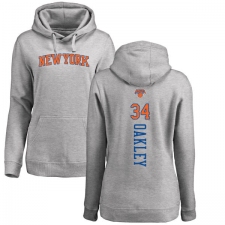 NBA Women's Nike New York Knicks #34 Charles Oakley Ash Backer Pullover Hoodie