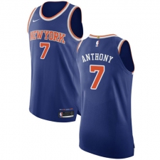 Men's Nike New York Knicks #7 Carmelo Anthony Authentic Royal Blue NBA Jersey - Icon Edition