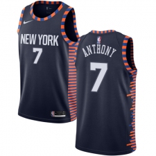 Women's Nike New York Knicks #7 Carmelo Anthony Swingman Navy Blue NBA Jersey - 2018 19 City Edition