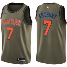 Youth Nike New York Knicks #7 Carmelo Anthony Swingman Green Salute to Service NBA Jersey
