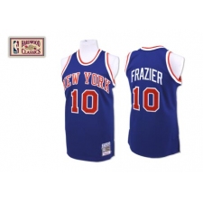 Men's Mitchell and Ness New York Knicks #10 Walt Frazier Authentic Royal Blue Throwback NBA Jersey