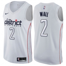 Men's Nike Washington Wizards #2 John Wall Authentic White NBA Jersey - City Edition