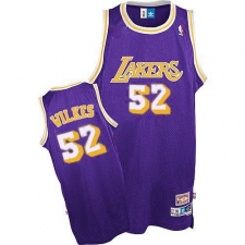 Men's Adidas Los Angeles Lakers #52 Jamaal Wilkes Authentic Purple Throwback NBA Jersey