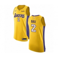 Men's Los Angeles Lakers #2 Lonzo Ball Authentic Gold Home Basketball Jersey - Icon Edition