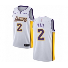 Men's Los Angeles Lakers #2 Lonzo Ball Authentic White Basketball Jersey - Association Edition