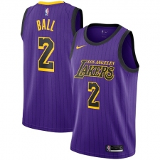 Men's Nike Los Angeles Lakers #2 Lonzo Ball Swingman Purple NBA Jersey - City Edition