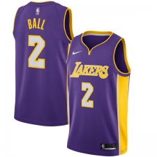 Men's Nike Los Angeles Lakers #2 Lonzo Ball Swingman Purple NBA Jersey - Statement Edition