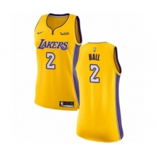 Women's Los Angeles Lakers #2 Lonzo Ball Authentic Gold Home Basketball Jersey - Icon Edition