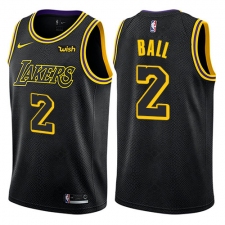 Youth Nike Los Angeles Lakers #2 Lonzo Ball Swingman Black NBA Jersey - City Edition