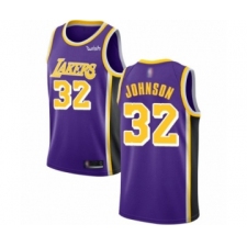 Men's Los Angeles Lakers #32 Magic Johnson Authentic Purple Basketball Jerseys - Icon Edition