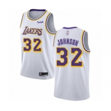 Men's Los Angeles Lakers #32 Magic Johnson Authentic White Basketball Jersey - Association Edition