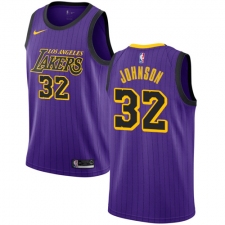 Men's Nike Los Angeles Lakers #32 Magic Johnson Swingman Purple NBA Jersey - City Edition