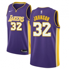 Men's Nike Los Angeles Lakers #32 Magic Johnson Swingman Purple NBA Jersey - Statement Edition