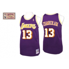 Men's Mitchell and Ness Los Angeles Lakers #13 Wilt Chamberlain Authentic Purple Throwback NBA Jersey
