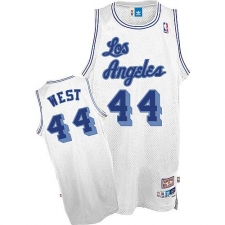 Men's Mitchell and Ness Los Angeles Lakers #44 Jerry West Authentic White Throwback NBA Jersey