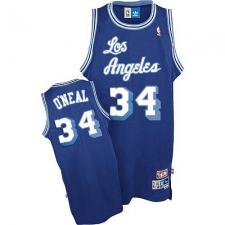 Men's Nike Los Angeles Lakers #34 Shaquille O'Neal Authentic Blue Throwback NBA Jersey