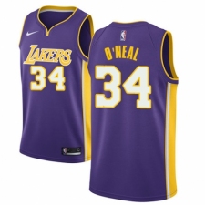 Men's Nike Los Angeles Lakers #34 Shaquille O'Neal Authentic Purple NBA Jersey - Icon Edition