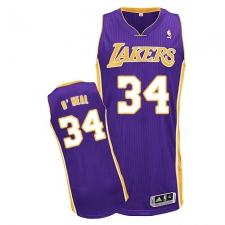 Women's Adidas Los Angeles Lakers #34 Shaquille O'Neal Authentic Purple Road NBA Jersey