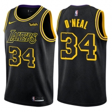 Women's Nike Los Angeles Lakers #34 Shaquille O'Neal Swingman Black NBA Jersey - City Edition
