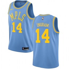 Men's Nike Los Angeles Lakers #14 Brandon Ingram Authentic Blue Hardwood Classics NBA Jersey