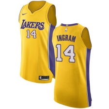 Men's Nike Los Angeles Lakers #14 Brandon Ingram Authentic Gold Home NBA Jersey - Icon Edition