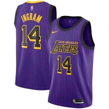 Men's Nike Los Angeles Lakers #14 Brandon Ingram  Purple stripe NBA Jersey