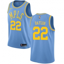 Men's Nike Los Angeles Lakers #22 Elgin Baylor Authentic Blue Hardwood Classics NBA Jersey