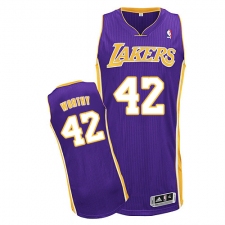 Men's Adidas Los Angeles Lakers #42 James Worthy Authentic Purple Road NBA Jersey