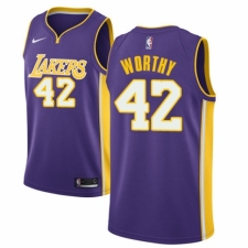 Men's Nike Los Angeles Lakers #42 James Worthy Authentic Purple NBA Jersey - Icon Edition