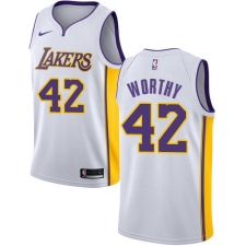 Men's Nike Los Angeles Lakers #42 James Worthy Authentic White NBA Jersey - Association Edition