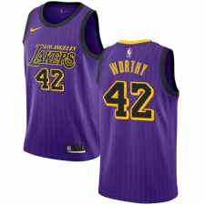 Men's Nike Los Angeles Lakers #42 James Worthy Swingman Purple NBA Jersey - City Edition
