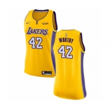 Women's Los Angeles Lakers #42 James Worthy Authentic Gold Home Basketball Jersey - Icon Edition