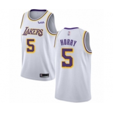 Women's Los Angeles Lakers #5 Robert Horry Authentic White Basketball Jerseys - Association Edition