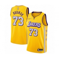 Men's Los Angeles Lakers #73 Dennis Rodman Swingman Gold 2019-20 City Edition Basketball Jersey