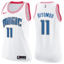 Women's Nike Orlando Magic #11 Bismack Biyombo Swingman White/Pink Fashion NBA Jersey